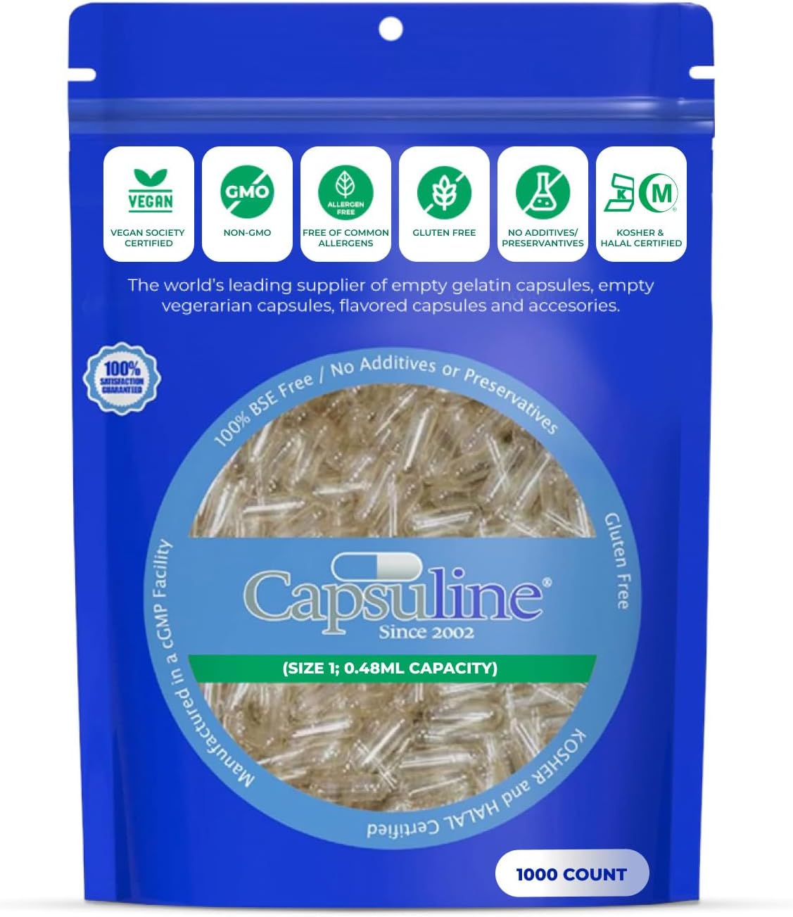 Capsuline Size 1 Clear Empty Vegan Capsules, 5000 Count - görsel 7