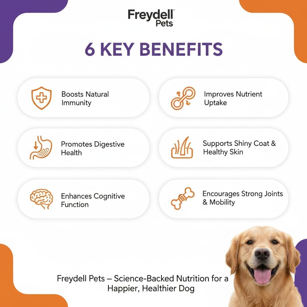 Freydell Pets 10-in-1 Multivitamin Dog Supplement – Glucosamine & Chondroitin Joint Support, Probiotics for Gut Health, Omega Fish Oil Skin & Coat, Immune & Allergy Support Vitamins (120 Chews) - görsel 5