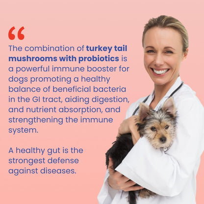 Fifth & Fido Turkey Tail Mushroom for Dogs – Immune Support & Lump Support with Probiotics – Dog Food Topper, 30 Servings