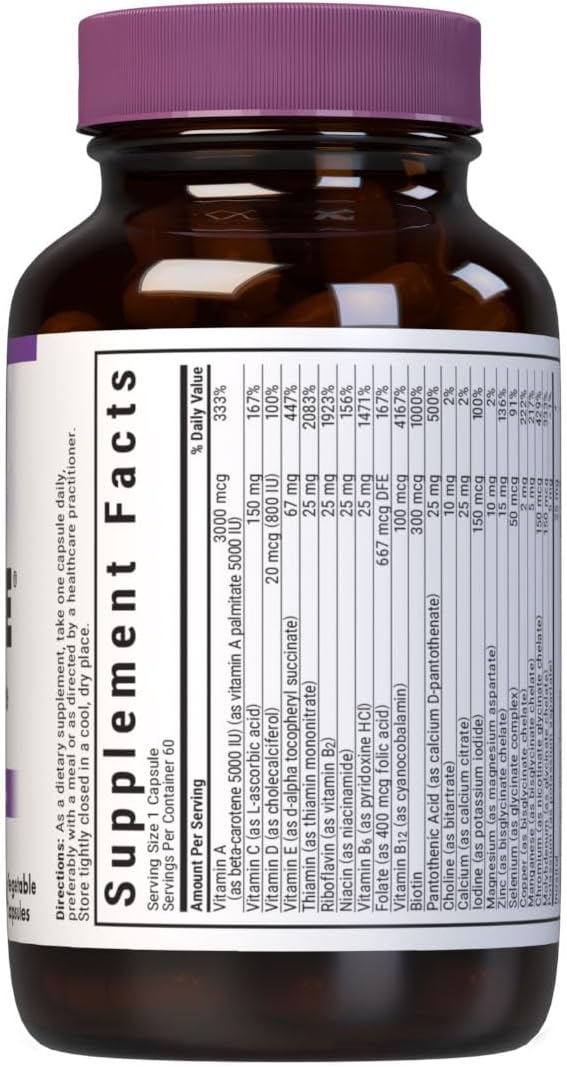 Bluebonnet Nutrition Multi One (Iron Free) - Complete Full Spectrum Multivitamin, 60 Vegetable Capsules - görsel 2