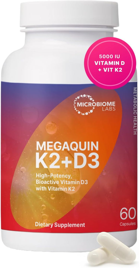 Microbiome Labs MegaQuin D3 + K2 - High – Bone Support: By improving calcium utilisation, this supplement may help – Image 1