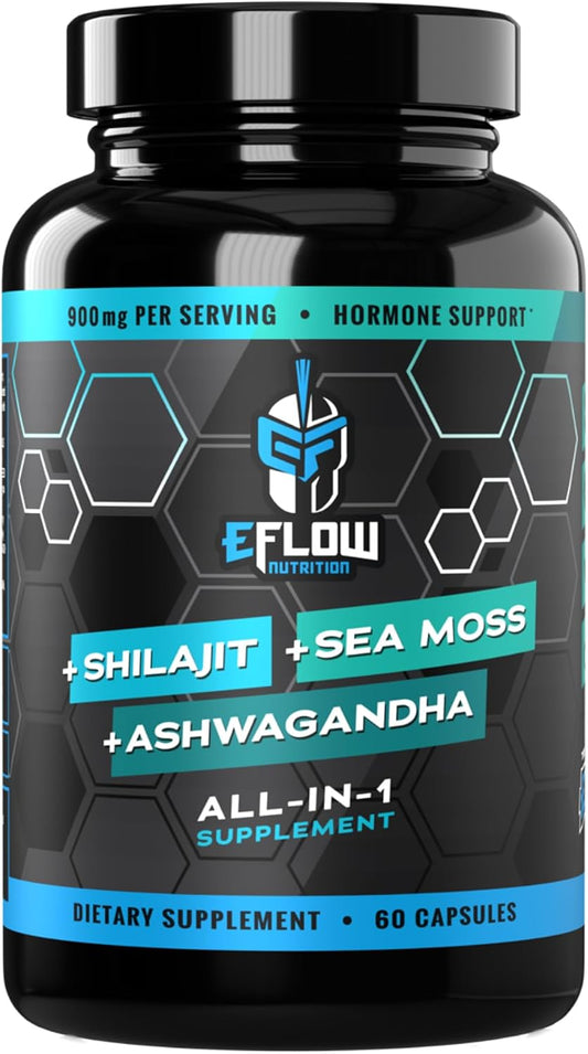 eFlow Nutrition Shilajit Capsules, – Himalayan Shilajit: Contains fulvic acid, humic acid, and over 85 trace – Image 1