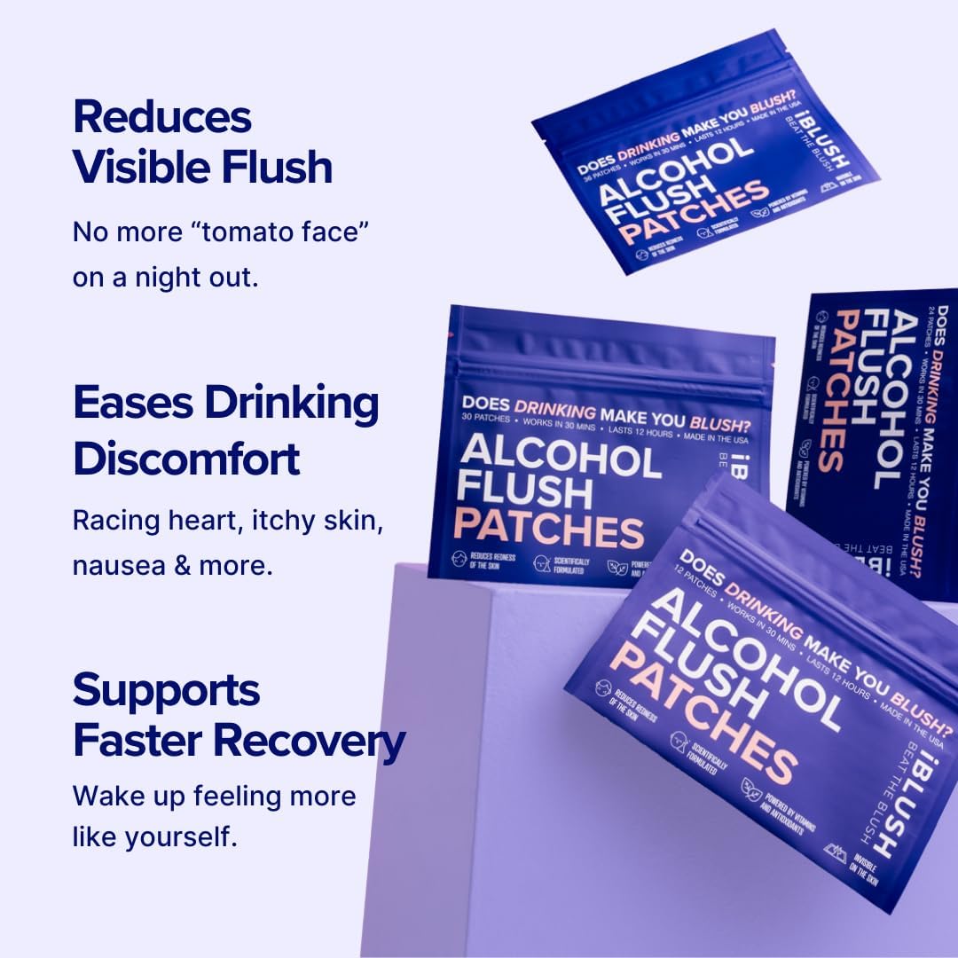 iBLUSH Alcohol Flush Patches – Discreet – Reduces Visible Redness: By supporting alcohol metabolism, the patch may – Image 2