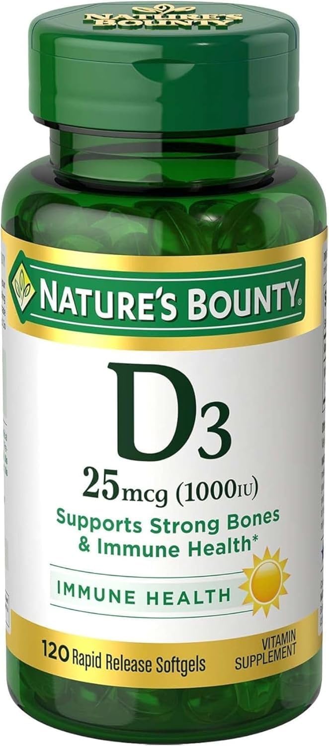 Nature's Bounty Vitamin D3 1000 IU Immune Health, 120 Softgels (Pack of 1) - görsel 1