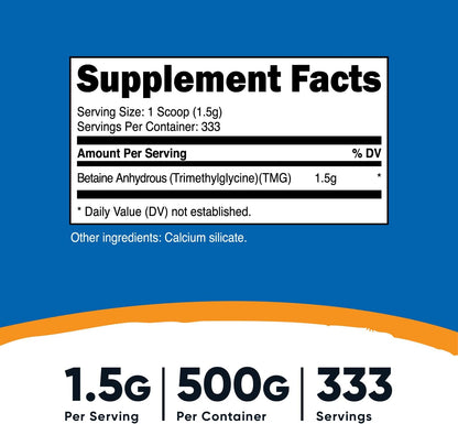 Nutricost Betaine Anhydrous (TMG) Powder - 500g (2-Pack)