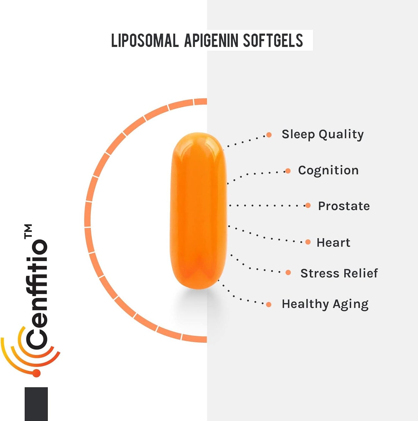 Cenffitio Liposomal Apigenin 500mg - with Fisetin, Quercetin & Theaflavins - 60 Softgels - görsel 5