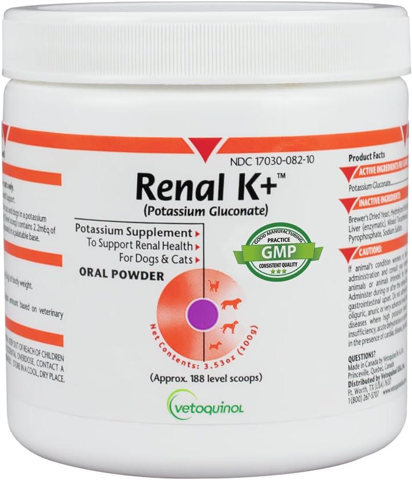 Vetoquinol Renal K - Potassium Supplement Powder for Dogs & Cats - Supports Kidney Health - 100 g - görsel 1