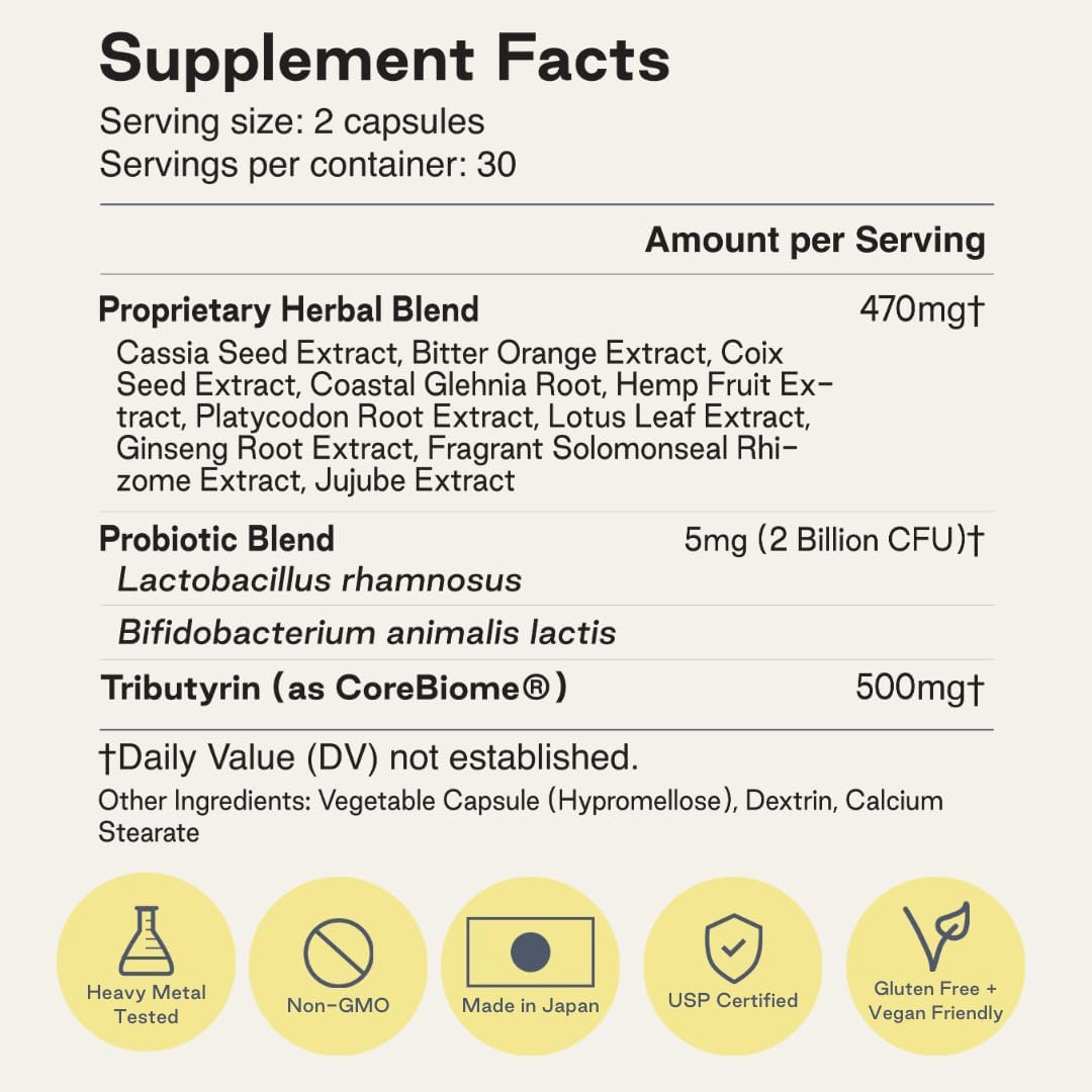 NOOCI NOO Gut, Gut + Skin: 3-in-1 Gut Health Supplement with Herbs, Probiotic & Postbiotic, 60 Vegan Capsules - görsel 4