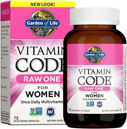 Garden of Life Vitamin Code RAW ONE for Women Once Daily Whole Food Multivitamin with Probiotics, 75 Capsules