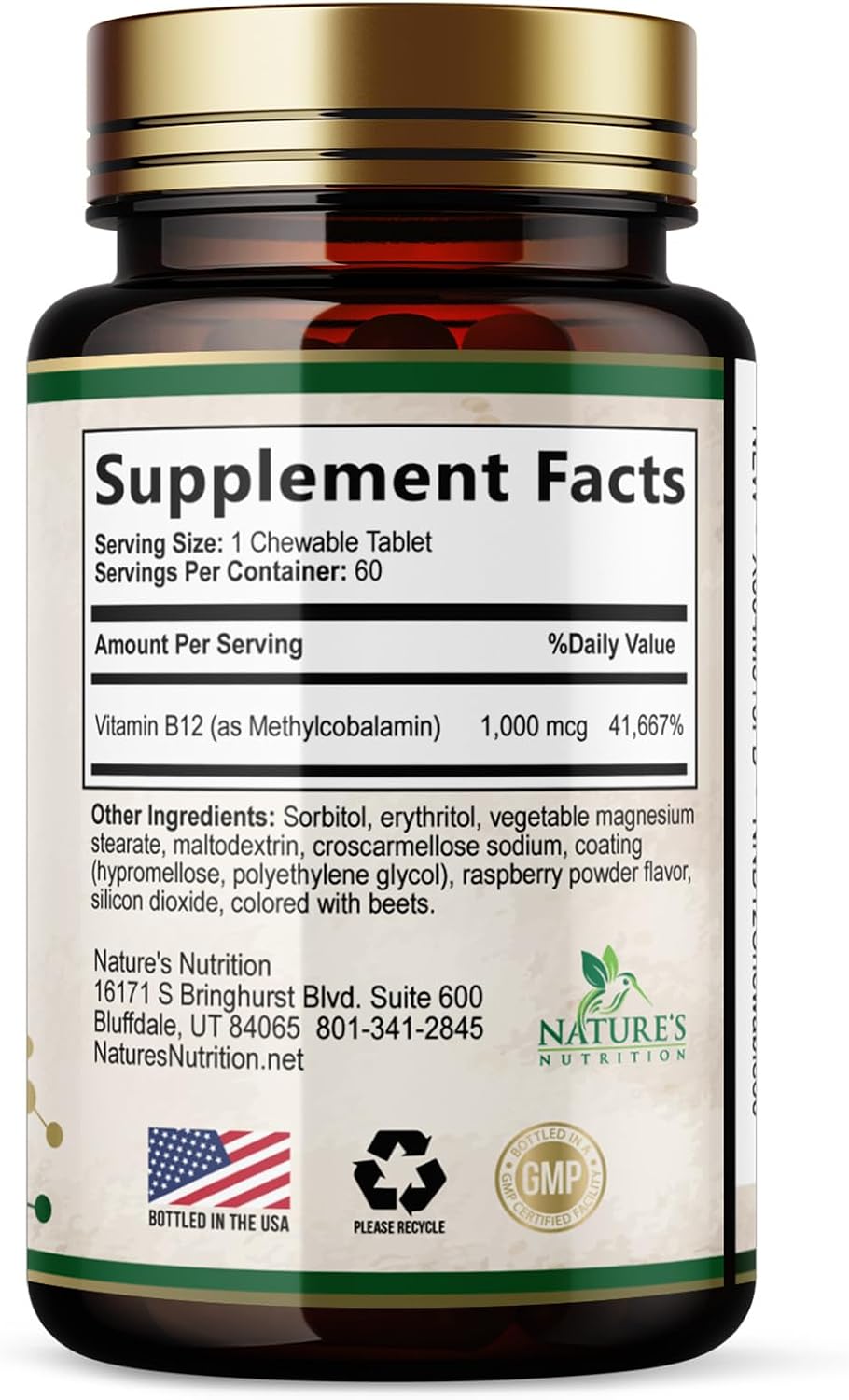 Vitamin B12 1000 mcg Methylcobalamin – Vegan & Caffeine-Free: Plant-based, no animal products, and no stimulants – Image 9