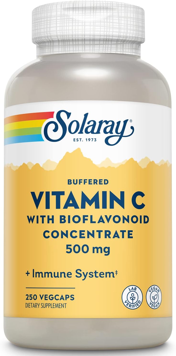 SOLARAY Buffered Vitamin C 500mg - with Bioflavonoids, Rose Hips & Acerola Cherry - Immune Support, Vegan - görsel 1