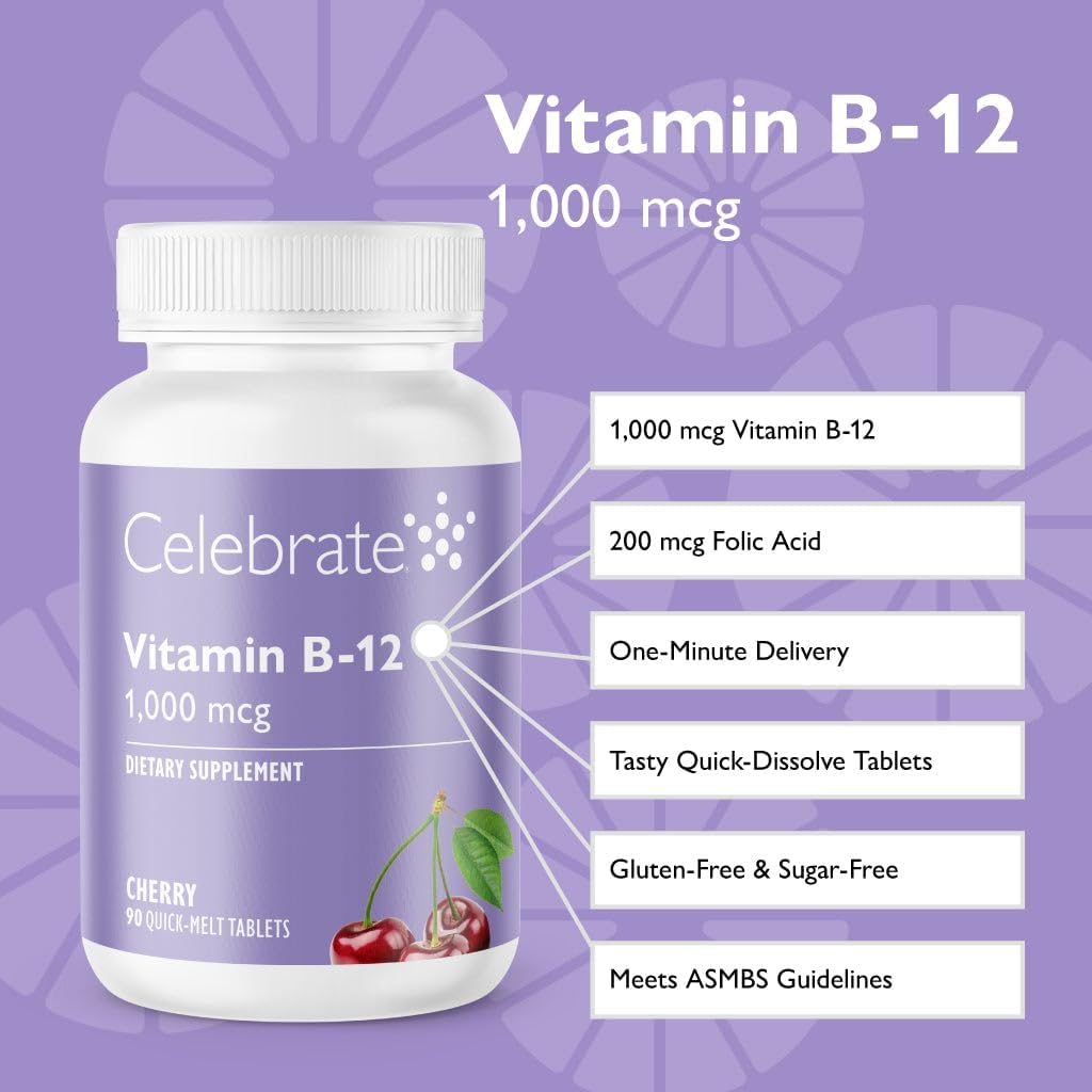 Celebrate Vitamins B-12 Quick Melt 1000 mcg with Folic Acid – 90 Tablets - görsel 2