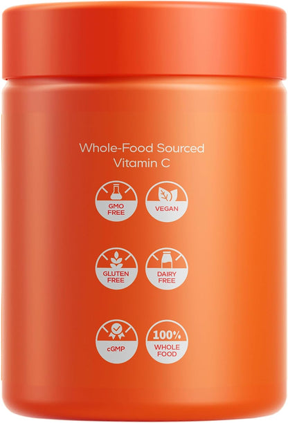 Codeage Wholefood Vitamin C Supplement - Acerola Cherry, Camu Camu, Amla Berry & Rose Hips Blend - Citrus Bioflavonoids - – Image 9