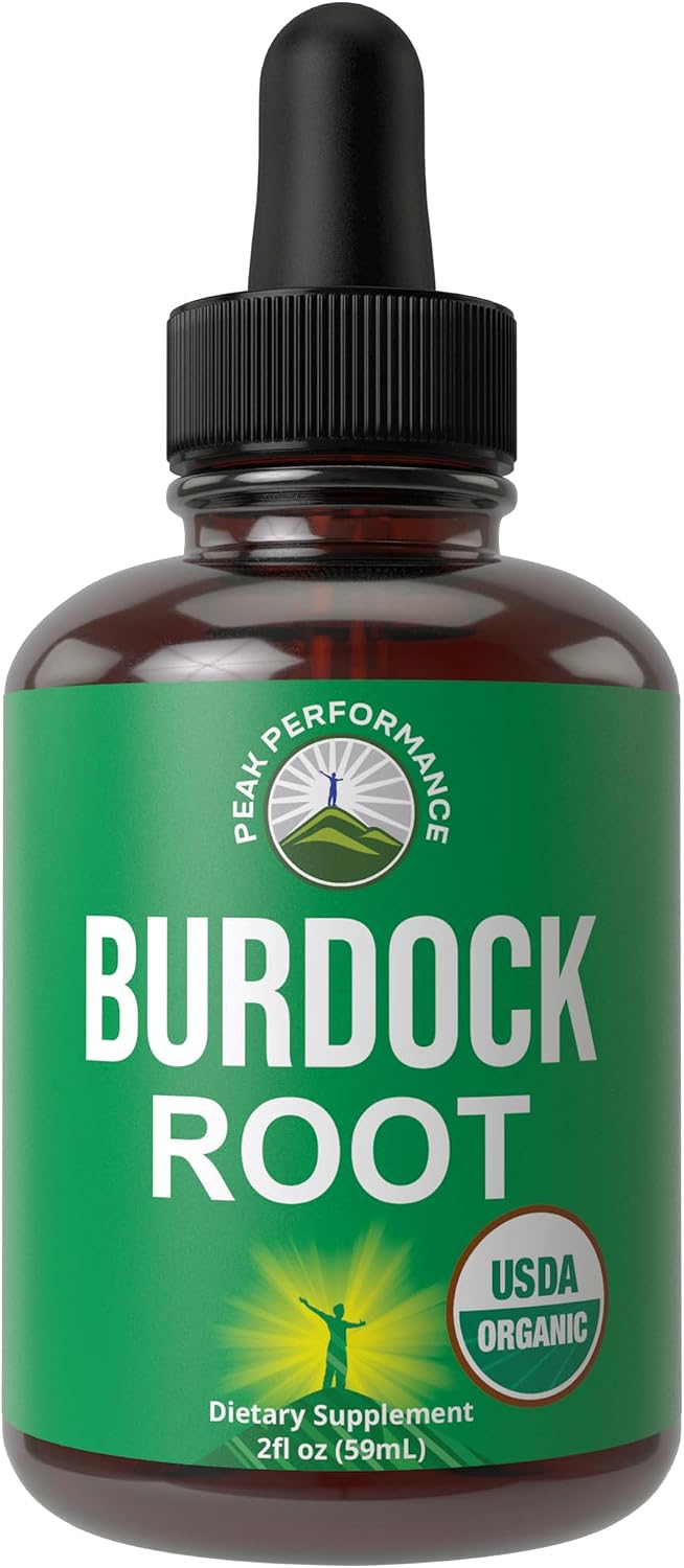 Peak Performance Certified Organic Burdock Root Liquid Drops - Vegan, Gluten free, Non-GM - 60 mL - görsel 1