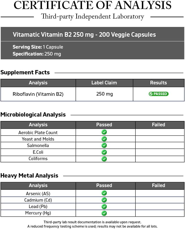 Vitamin B2 (Riboflavin) 250 mg, 200 Vegetarian Capsules - Supports Energy Metabolism, Nervous System Health, Skin & Eye Health, Antioxidant Support - Non GMO, Gluten free - görsel 3