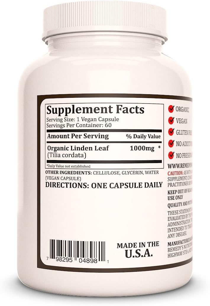 Linden Leaf & Flowers | 1,000 mg, 60 Vegan Capsules Herbal Supplement | Two Month Supply - görsel 2