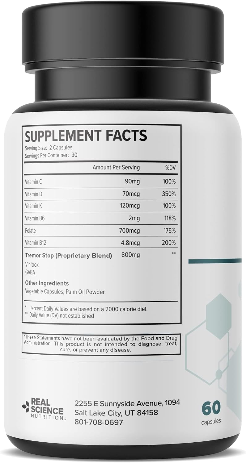 Real Science Tardivex All Natural Nerve Support Supplement for Neurological Balance - Includes Vinitrox, GABA & Essential Vitamins for Controlled Movement & Coordination - Made in USA, 60 Caps - görsel 3