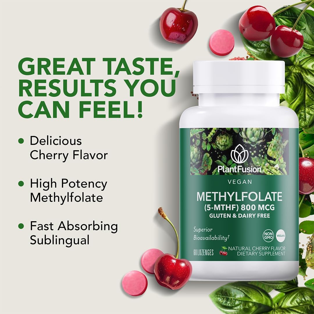 PlantFusion Vegan High Potency Methylfolate 5-MTHF – Fast Acting Sublingual Lozenges – 60 Count - görsel 2