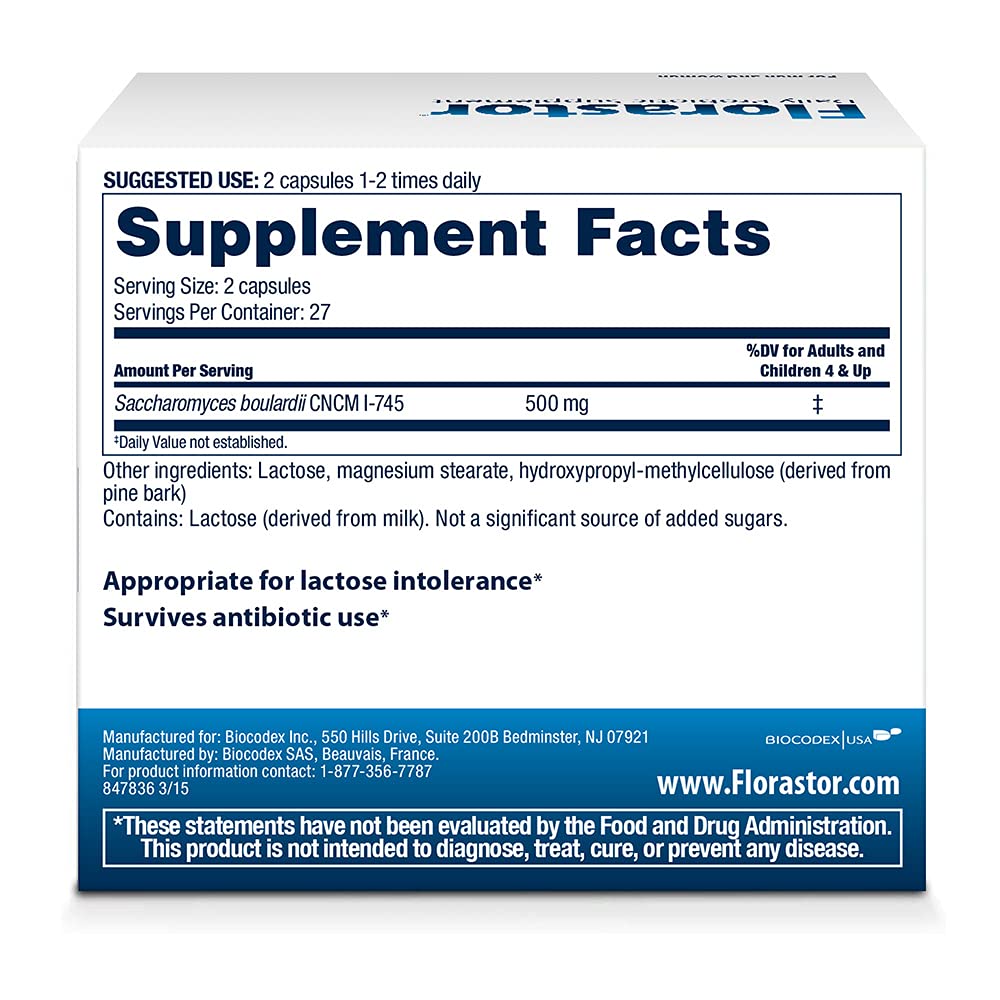 Florastor Daily Probiotic Supplement for Women and Men – Digestive Health Support, Saccharomyces Boulardii CNCM I-745, 54 Capsules (Pack of 3) - görsel 2