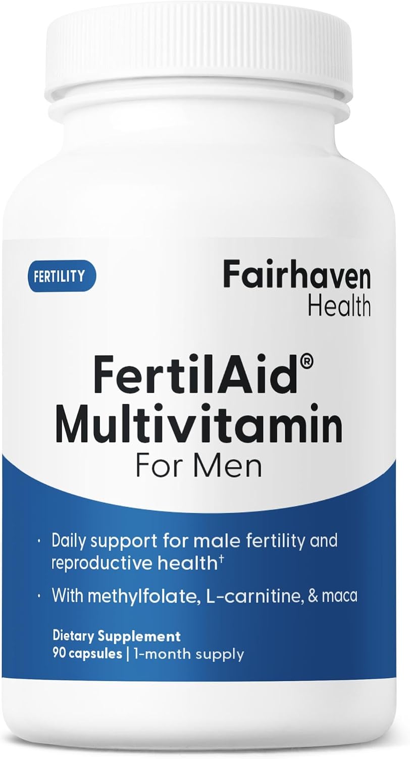 Fairhaven Health FertilAid for Men | Male Fertility Supplement with L-Carnitine, CoQ10, Maca, and Zinc | 90 Capsules - görsel 1
