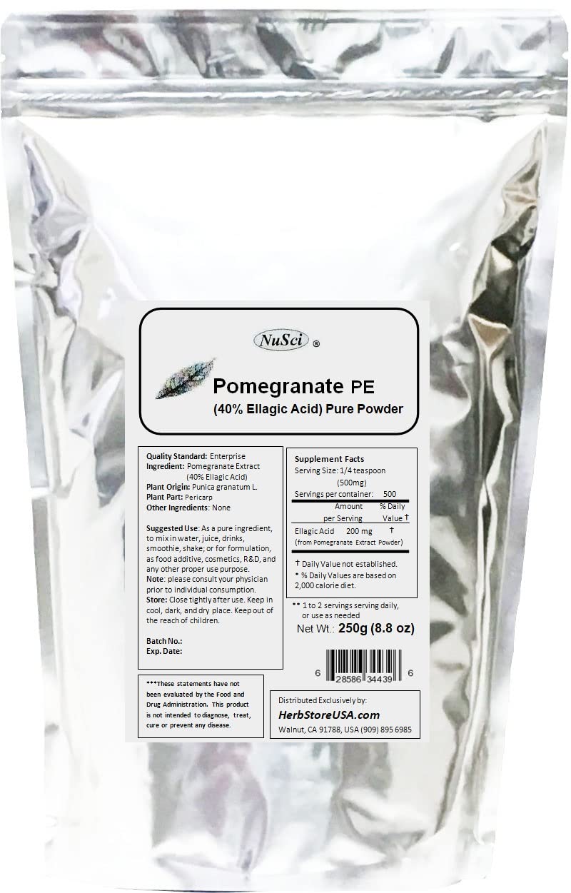 NuSci Pomegranate Extract Powder – Standardised 40% Ellagic Acid, 250 g - görsel 1