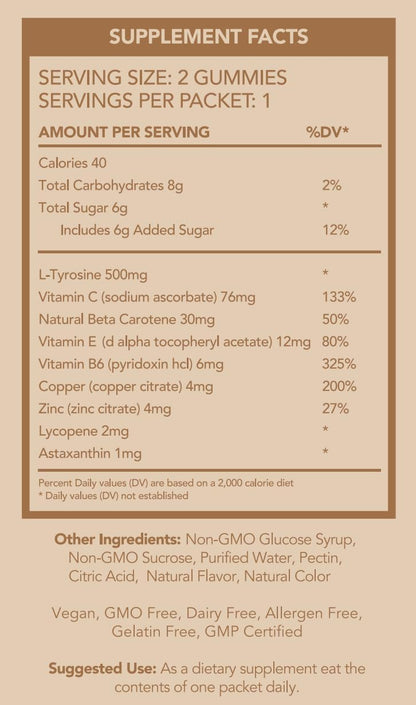 Summer Glow Tanning Gummies - Miami Vice Flavour - Pineapple, Coconut, & Strawberry - Vegan - Gluten free - Dairy-Free - Natural Ingredients - Essential Nutrients - Travel Size - 30-Day Supply