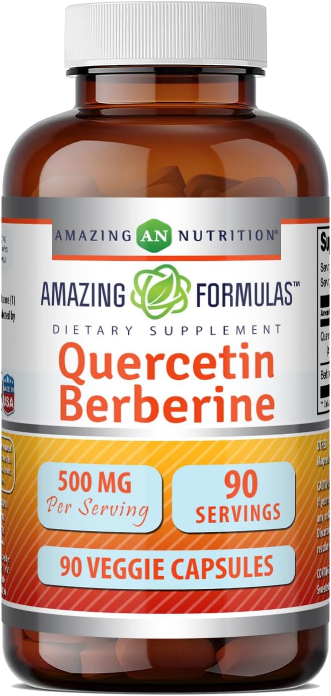 Amazing Formulas Quercetin Berberine – 250 mg Berberine & 250 mg Quercetin, 180 Vegie Capsules (2 Pack) - görsel 8