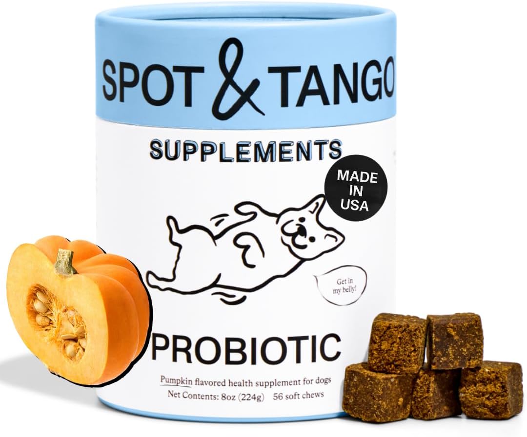 Spot & Tango Probiotics Supplements for Dogs - Vet-Approved for Healthy Digestion and Balanced Gut - Pumpkin, Turmeric, – Image 1