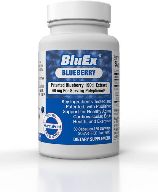 PharmaPrint BlueX - 190:1 Blueberry Extract Supplement, 30 Capsules – Image 1