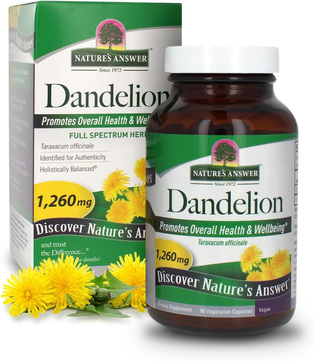 Nature's Answer Dandelion Root - 1,260 mg, 90 Vegetarian Capsules - Supports Healthy Liver Function & Detoxification - görsel 1