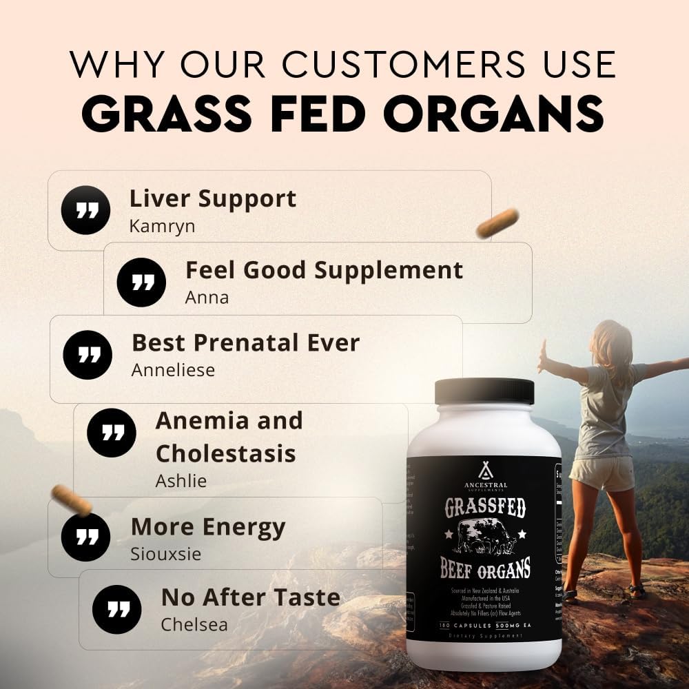 Ancestral Supplements Grass Fed Beef Organ Supplement – Whole Body Wellbeing Blend, 180 Capsules - görsel 7