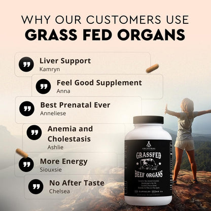Ancestral Supplements Grass Fed Beef Organ Supplement – Whole Body Wellbeing Blend, 180 Capsules