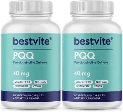 BESTVITE PQQ 40mg (Pyrroloquinoline Quinone) – 120 Vegetarian Capsules – Mitochondrial Support