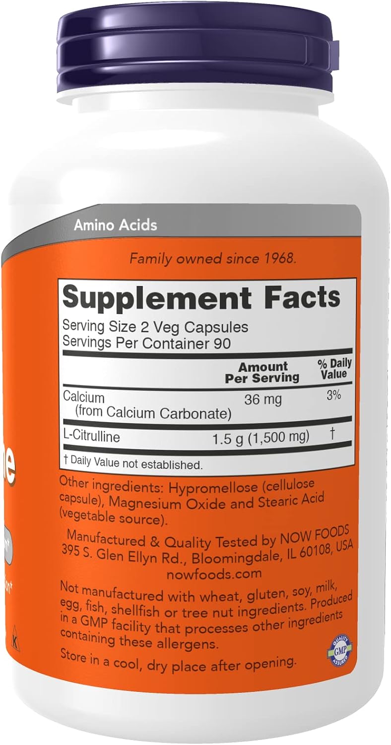 NOW Foods L-Citrulline 750 mg - 180 Capsules - görsel 2