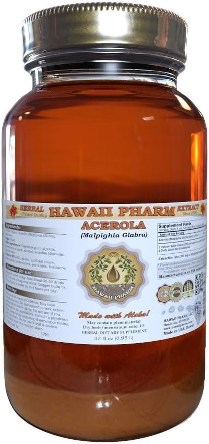 Hawaii Pharm Acerola Liquid Extract – Dried Berry Powder Tincture (15 x 118 mL)