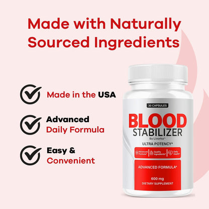 (3 Pack) Blood Stabiliser Supplement - Original Blood Stabiliser Advanced Blood Formula Capsules, BloodStabiliser All Nature's Pills - Maximum Strength, Premium Vitamin, 90 Capsules for 3 Months