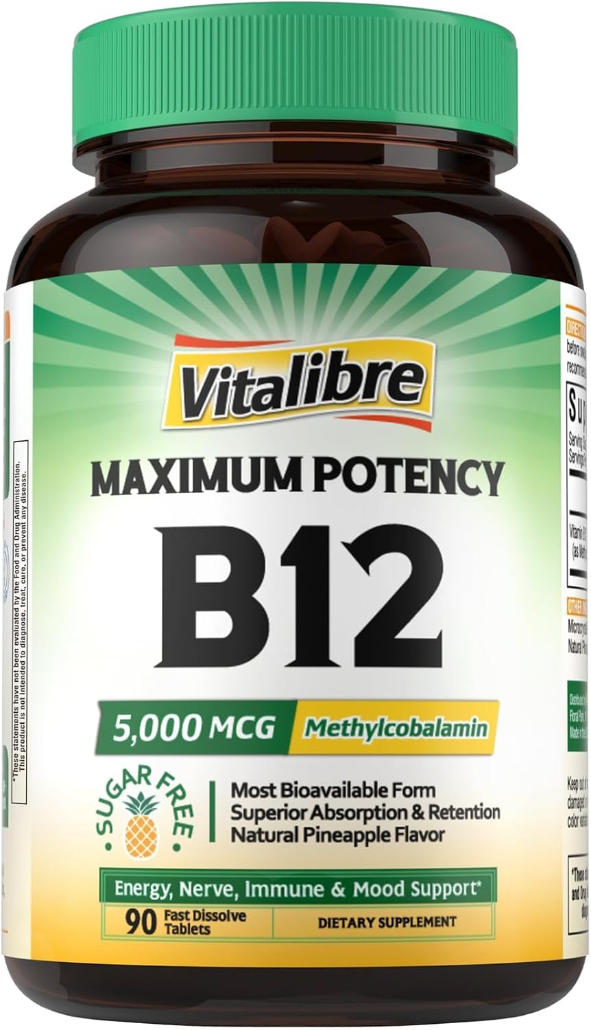 Vitalibre Vitamin B12 Sublingual 5000 mcg – Vegan-friendly, sourced from natural fermentation – Image 10