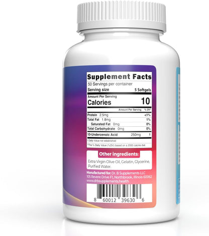 Undecylenic Acid 250 mg Soft-gels, 250 Count