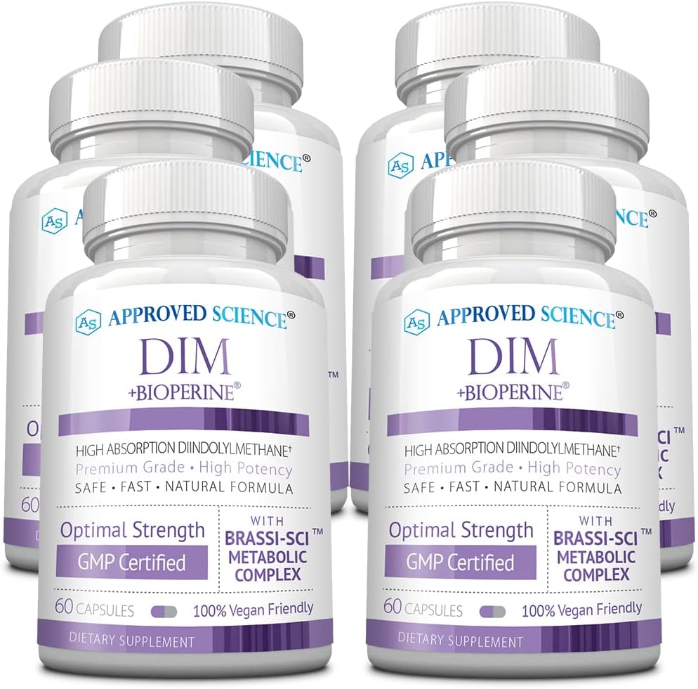 Approved Science DIM - Estrogen Metabolism Support - DIM, Broccoli Sprout, Mustard Seed, Calcium, BioPerine - Vegan - 360 Capsules - görsel 1