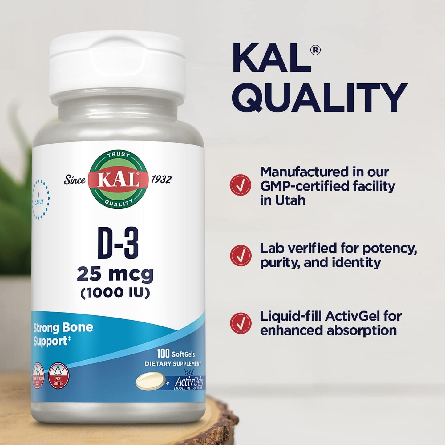 KAL Vitamin D3 1000 IU Softgels – Supports Bone Health and Immune Function - görsel 5
