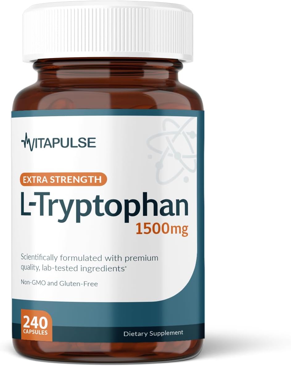 L-Tryptophan Supplement, 1500mg, 240 Capsules, Night-time Formula, Non-GM – Image 1