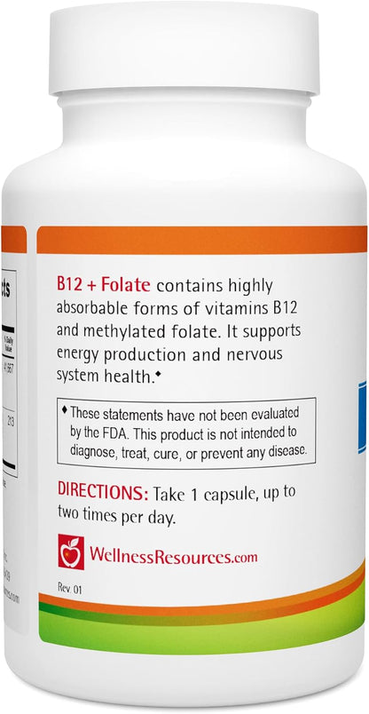 Wellbeing Resources B12 and Folate - Methyl B12 1000 & Methylated Folate, High Absorption, Gluten Free, for MTHFR Support – Image 4