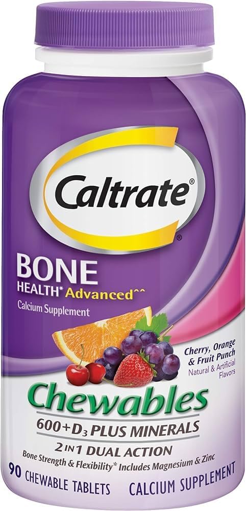 Caltrate Calcium + Vitamin D3 600+D3 Plus Minerals Chewable Tablets, 90 Tablets (Pack of 2) - görsel 1
