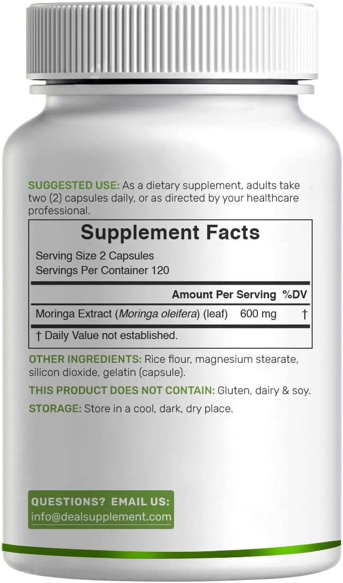 Moringa Capsules 240 Capsules – Maximum Potency Pure Moringa Leaf Extract – Complete Green Superfood Supplement - görsel 7
