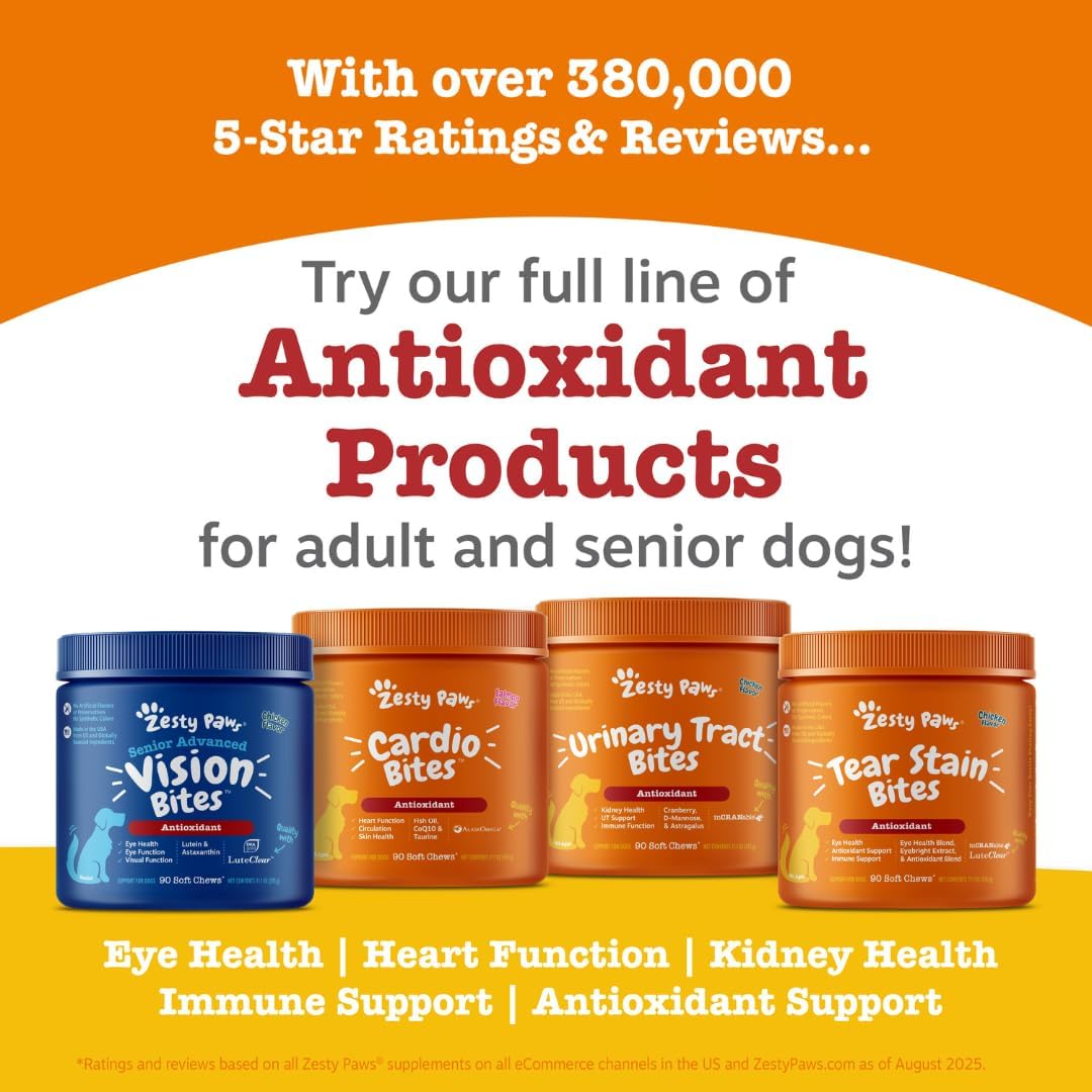 Zesty Paws Cardiovascular Support for Dogs - with CoQ10, Taurine, L-Carnitine & AlaskOmega Fish Oil - Senior Heart Health - Salmon Flavour - 90 Chews - görsel 6