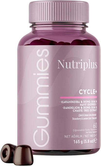FARMASi Nutriplus Cycle Plus Gummies - Vegan Women's's Support Supplement with Iron, Vitamin B6 & Botanical Extracts, – Image 1
