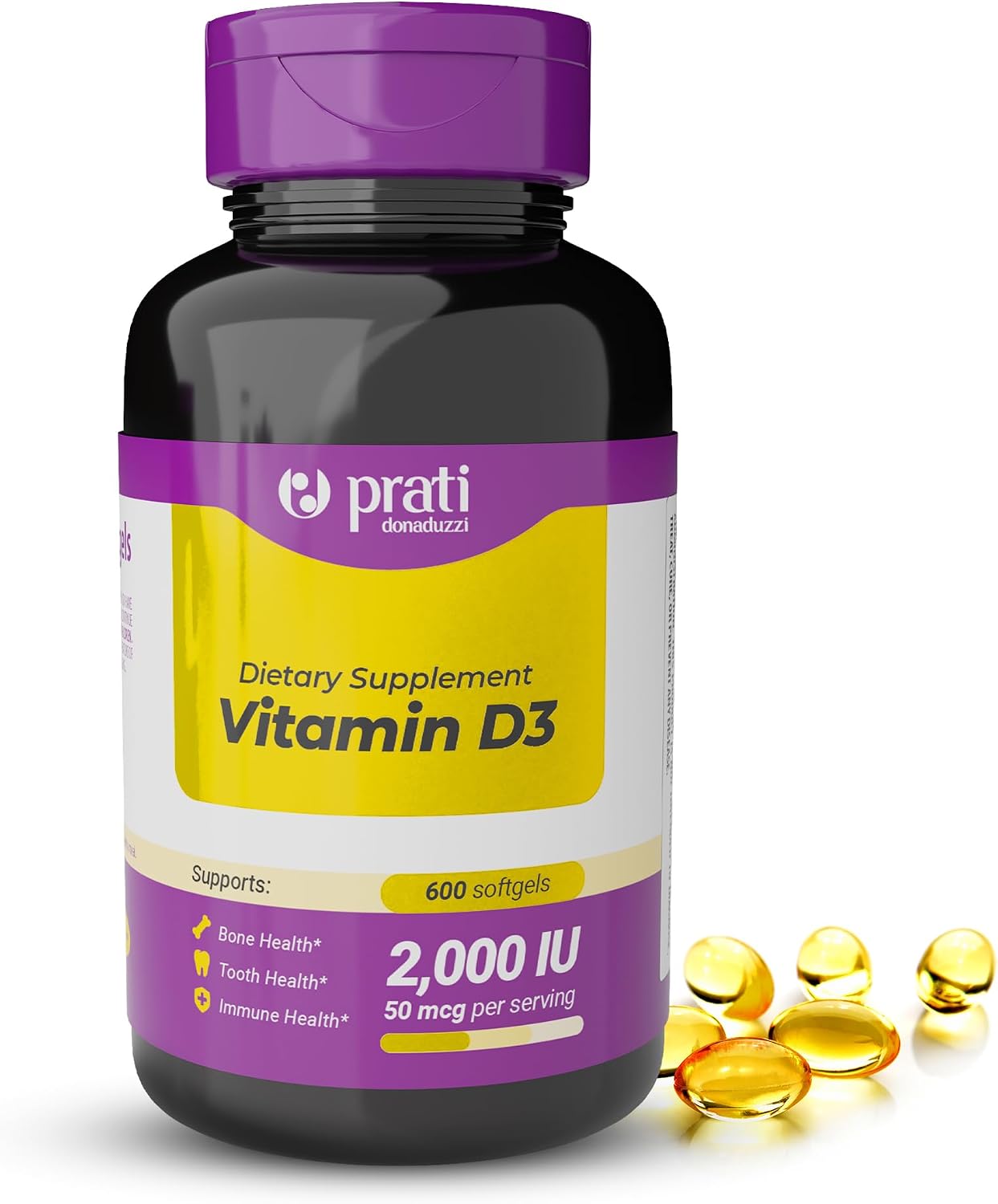 Prati Donaduzzi Vitamin D3 2,000 IU (50 mcg) Soft-gels - 600 Count - görsel 1