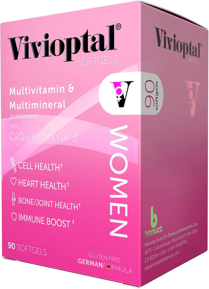 Vivioptal Women Multivitamin with CoQ10 & Omega-3, 90 Capsules, German Formula