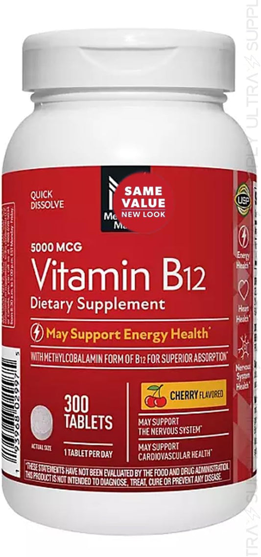 Members Mark Vitamin B12 (300 Tablets) Quick – High-potency 5000mcg methylcobalamin per tablet – Image 1