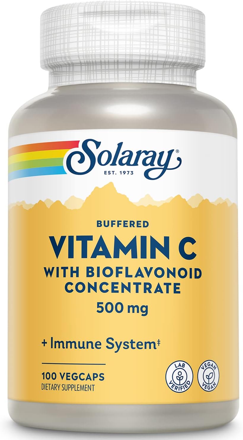 SOLARAY Buffered Vitamin C 500mg - with Bioflavonoids, Rose Hips & Acerola Cherry - Immune Support, Vegan - görsel 7